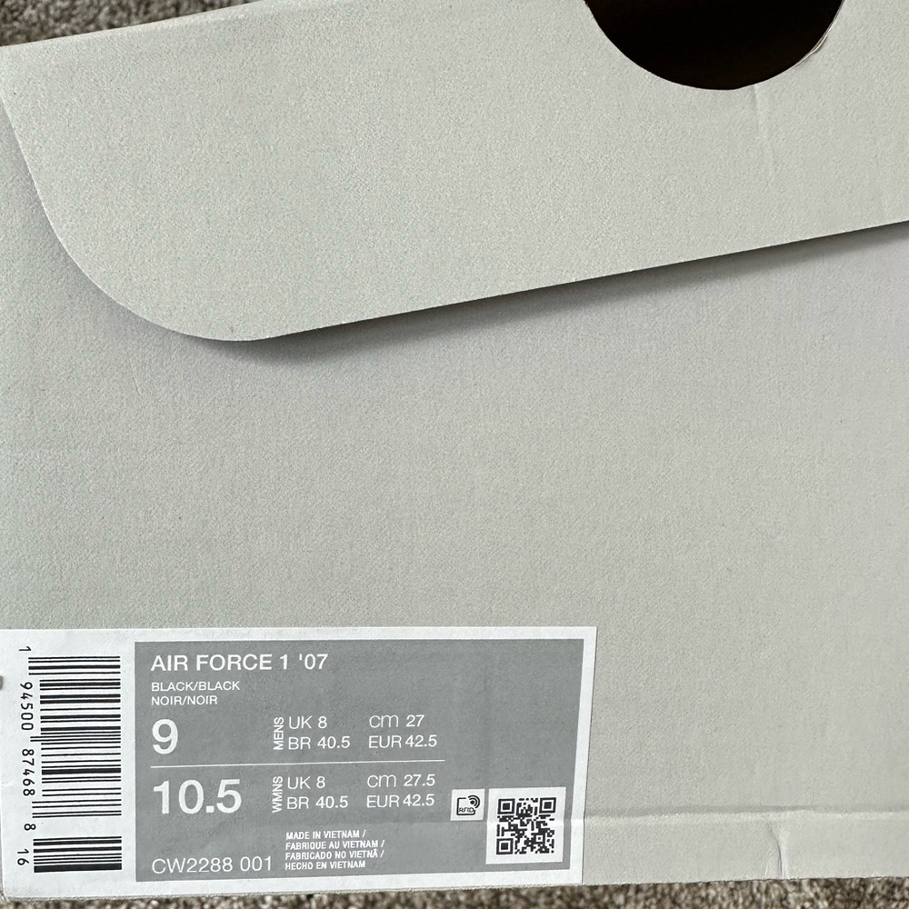 New Mens Air Force 1 Black Size 9 *NEW* - Picture 4 of 4